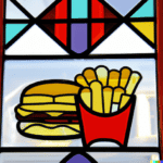 DALL·E 2023-01-20 10.33.04 - a stained glass window depicting a hamburger and french fries