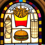 DALL·E 2023-01-20 10.33.09 - a stained glass window depicting a hamburger and french fries