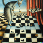 DALL·E 2023-01-20 10.33.55 - a surrealist dream-like oil painting by Salvador Dalí of a cat playing checkers
